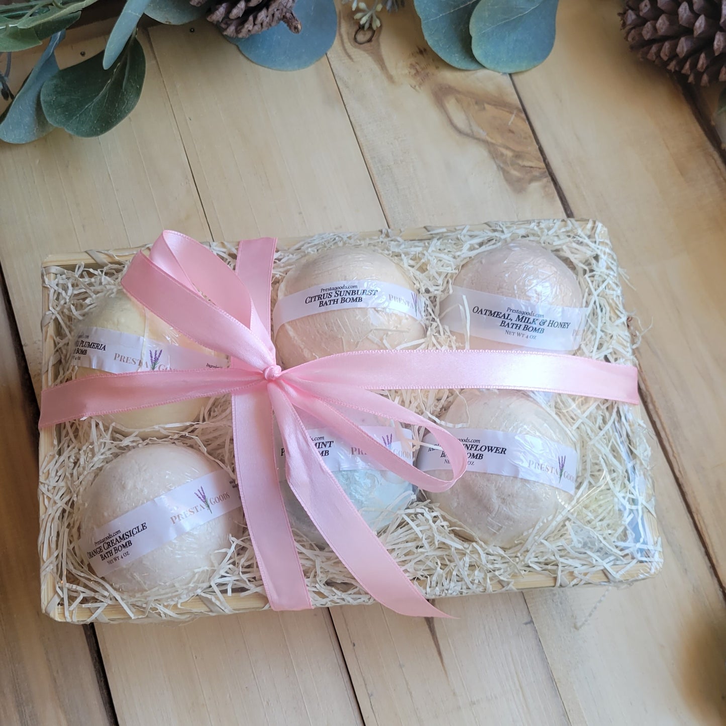 Bath Bomb Sampler Spa Gift Basket - set of 6 bombs