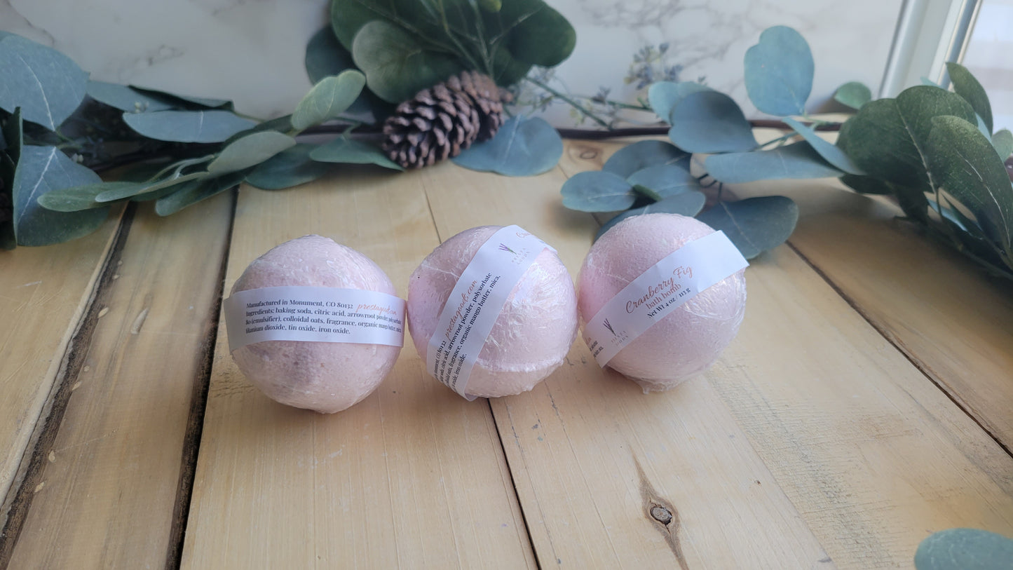 Cranberry Fig fragranced soothing bath bomb