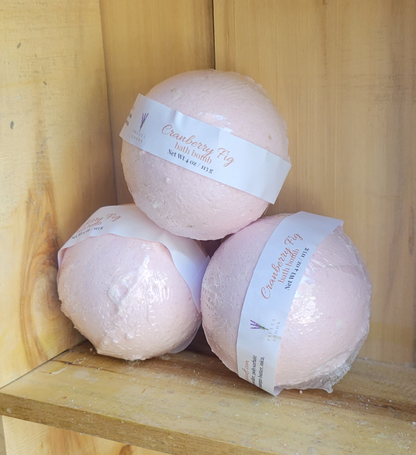 Cranberry Fig fragranced soothing bath bomb
