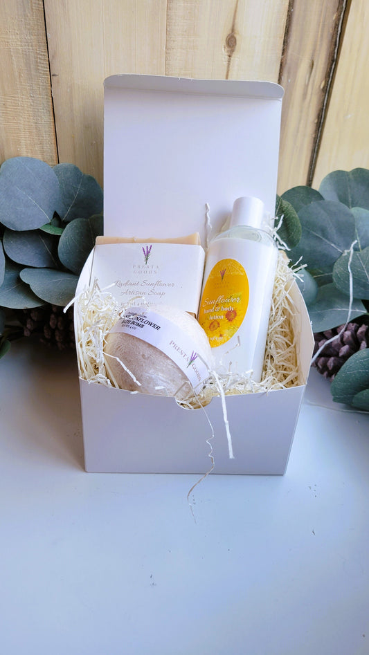 Self Care Pamper Gift Box - Radiant Sunflower fragrance | Gift for her | Teacher Gift | Spa Day Set |